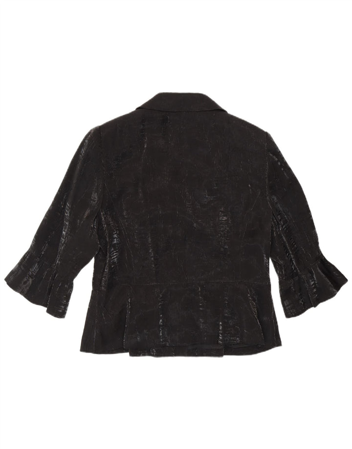 TUZZI Womens 3/4 Sleeve 2 Button Blazer Jacket UK 18 XL  Black Viscose