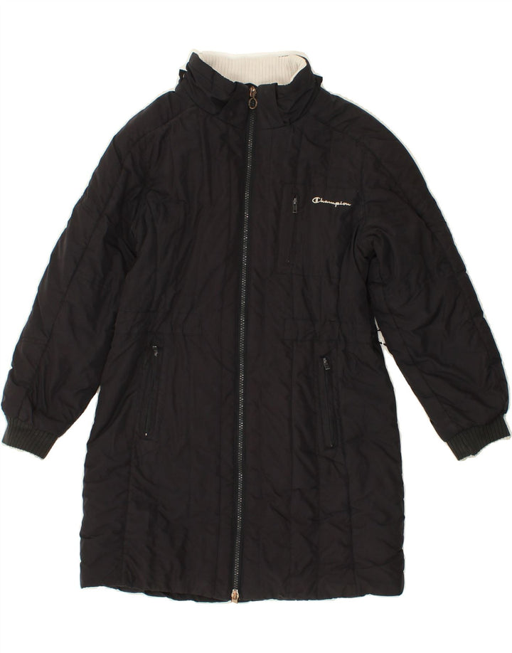 CHAMPION Girls Padded Coat 9-10 Years Medium Black Polyester Vintage Champion and Second-Hand Champion from Messina Hembry 
