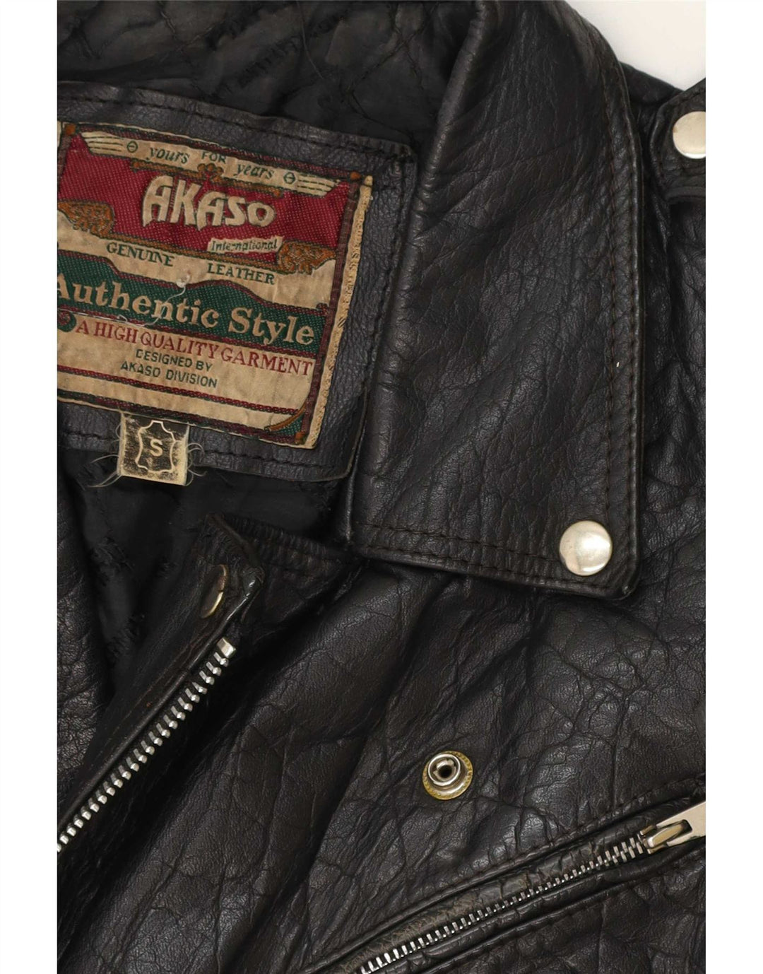 Akaso Womens Crop Leather Biker Jacket UK 10 Small Black