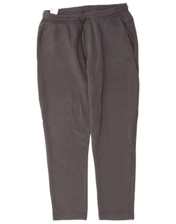Hugo Boss Mens Graphic Tracksuit Trousers Large  Grey Cotton
