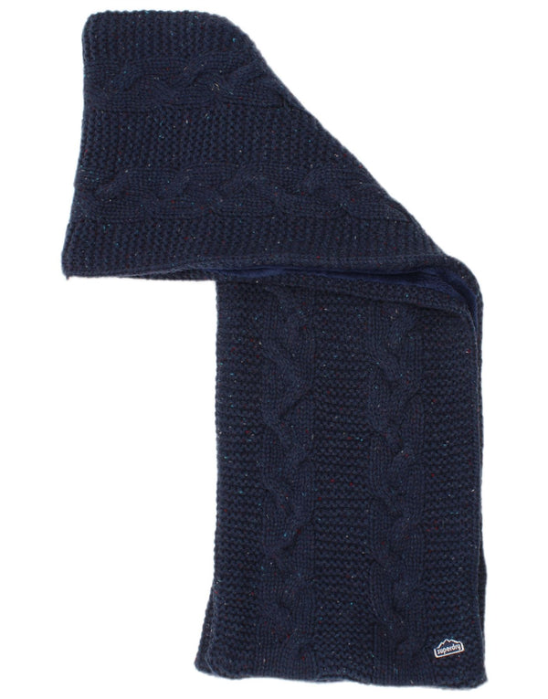Superdry Womens Knit Rectangle Scarf One Size Navy Blue Flecked Winter