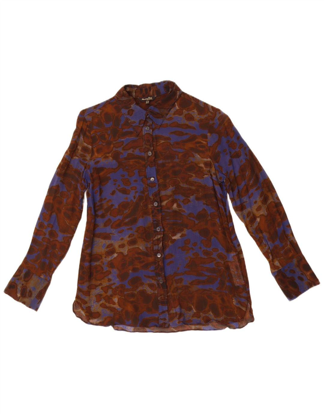 Massimo Dutti Womens Abstract Pattern Shirt Blouse EU 38 Small Brown