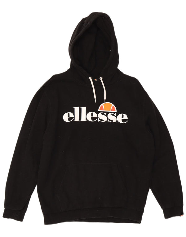 Ellesse Mens Graphic Hoodie Jumper Large Black Cotton