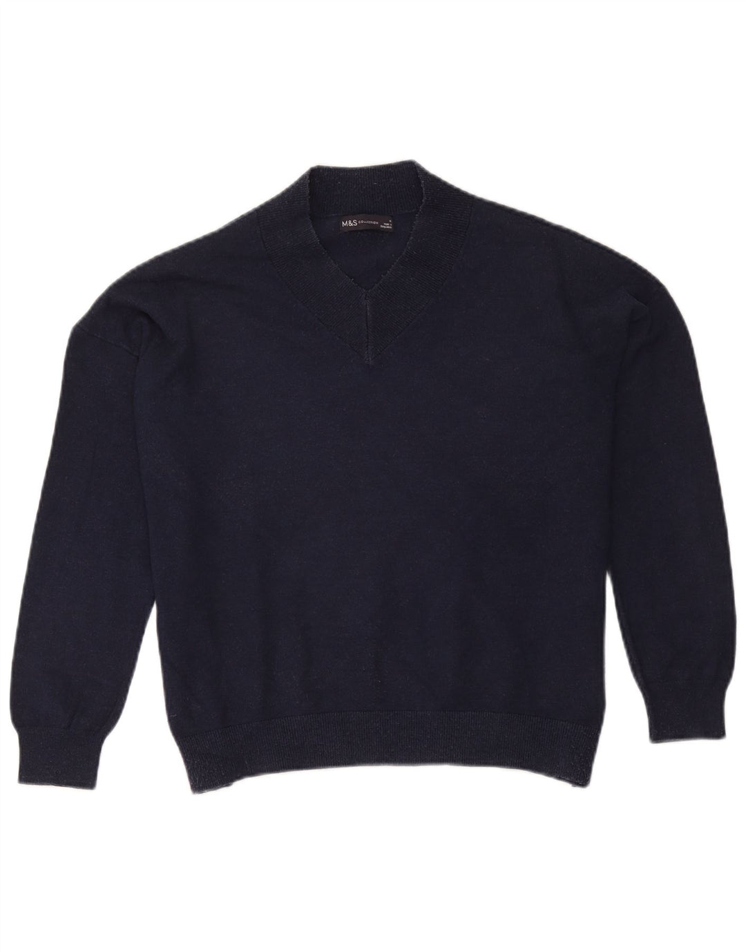 Marks & Spencer Womens Oversized V-Neck Jumper Sweater Medium Navy Blue