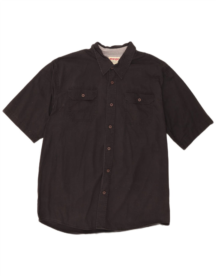 Wrangler Mens Short Sleeve Shirt XL Black Cotton