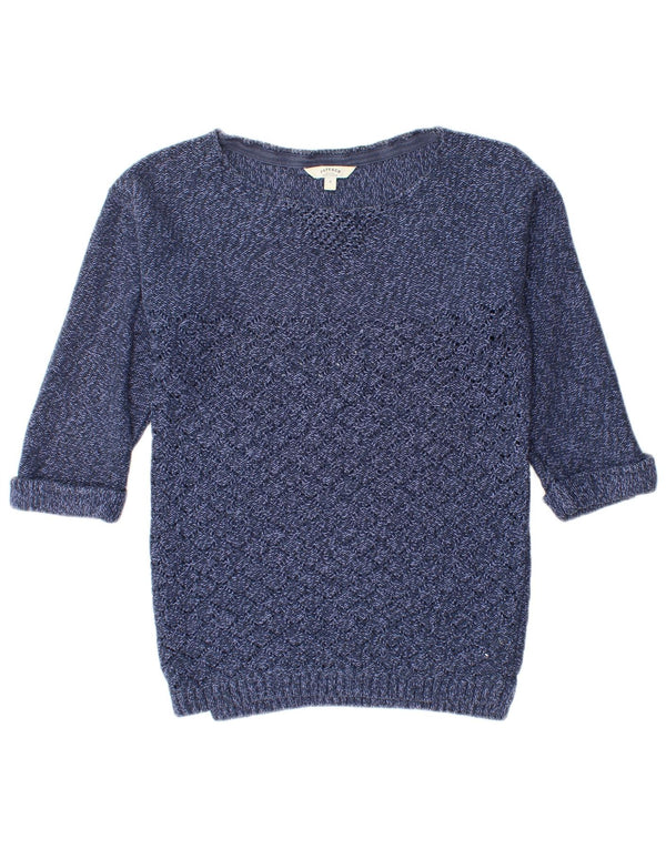 Fat Face Womens 3/4 Sleeve Boat Neck Jumper Sweater UK 8 Small Navy Blue