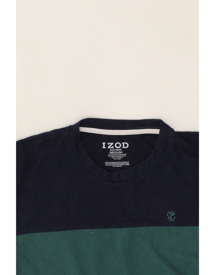 IZOD Mens T-Shirt Top Medium Navy Blue Colourblock Cotton Vintage Izod and Second-Hand Izod from Messina Hembry 
