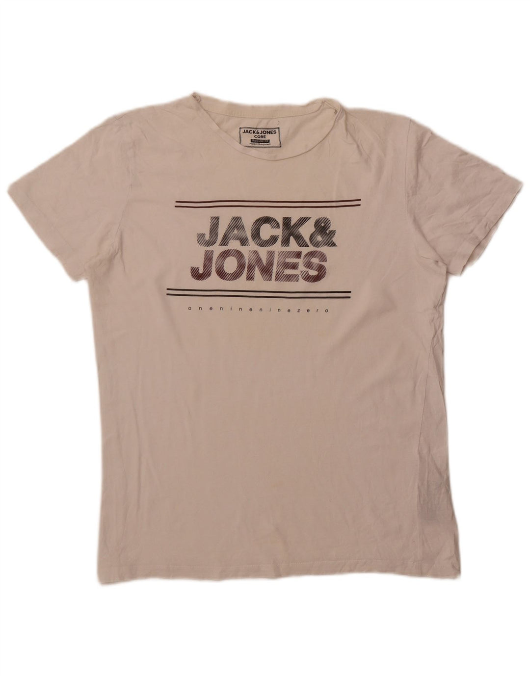 Jack & Jones Mens Regular Fit Graphic T-Shirt Top Medium Off White Cotton