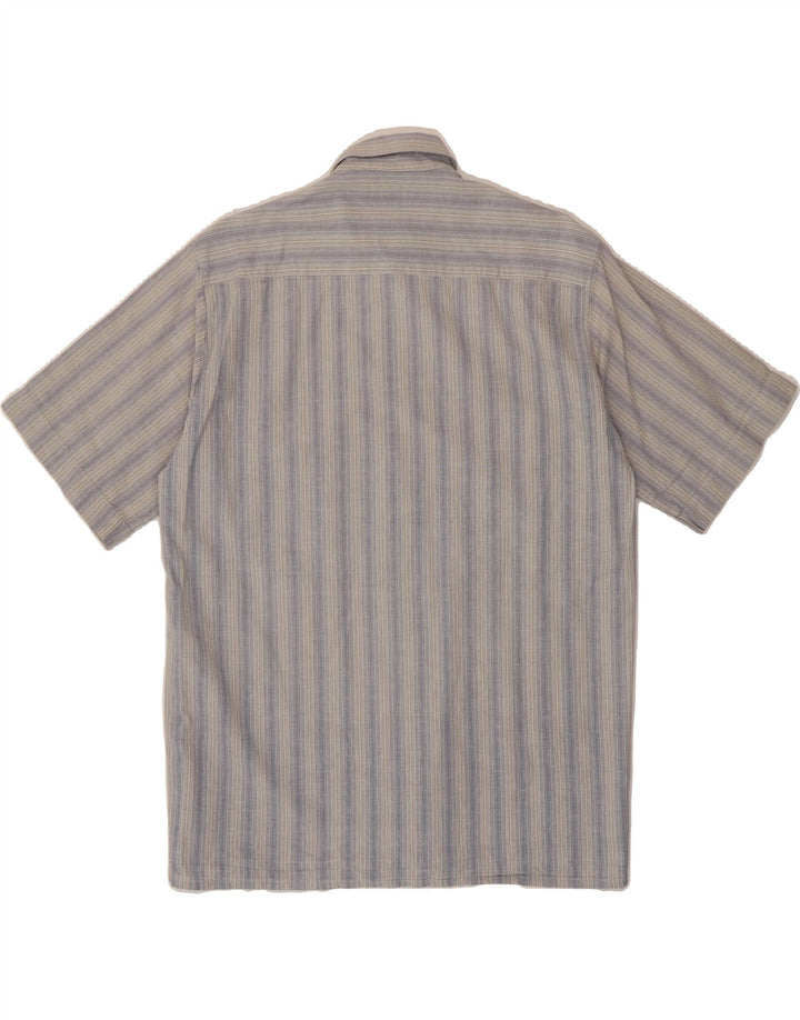 ALPENLAND Mens Short Sleeve Shirt Size 40 Medium Blue Striped Vintage Alpenland and Second-Hand Alpenland from Messina Hembry 