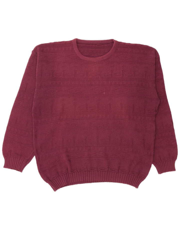 VINTAGE Mens Crew Neck Jumper Sweater Large Burgundy