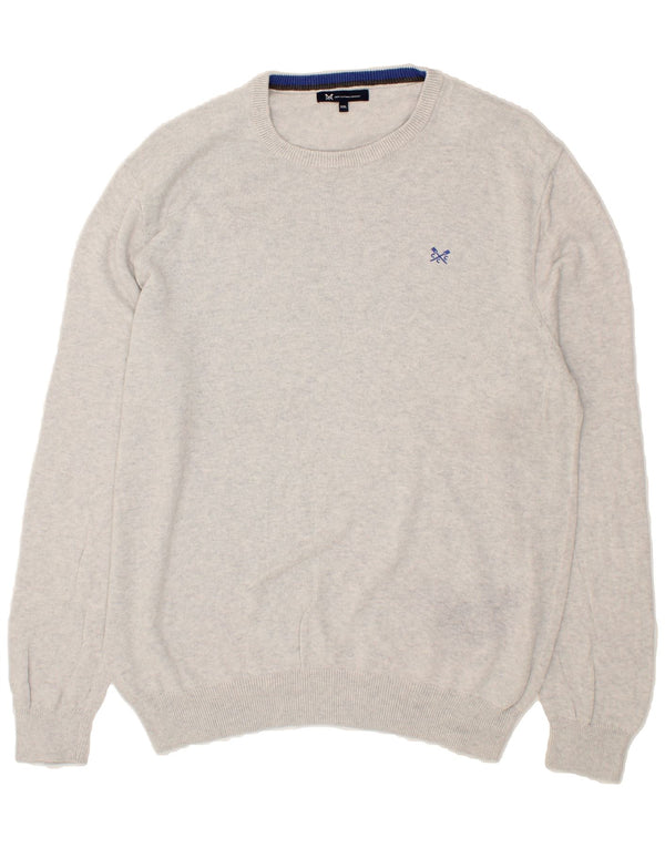 CREW CLOTHING Mens Crew Neck Jumper Sweater 2XL Grey Cotton