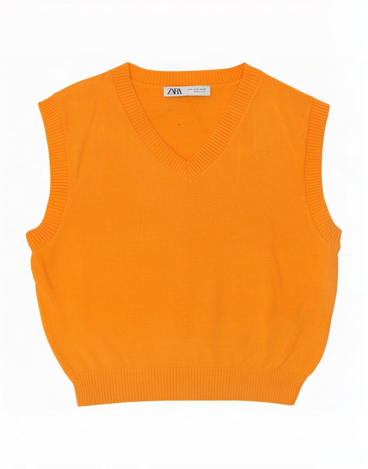 Zara Womens Vest Tank Top UK 12 Medium Orange Viscose