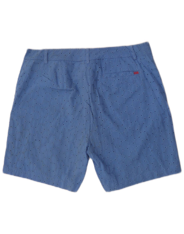 Izod Womens Chino Shorts US 10 Large W32  Blue Geometric Cotton