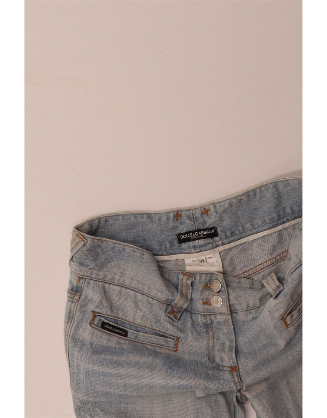 DOLCE & GABBANA Womens Distressed Cropped Jeans IT 42 Medium W32 L25 Blue