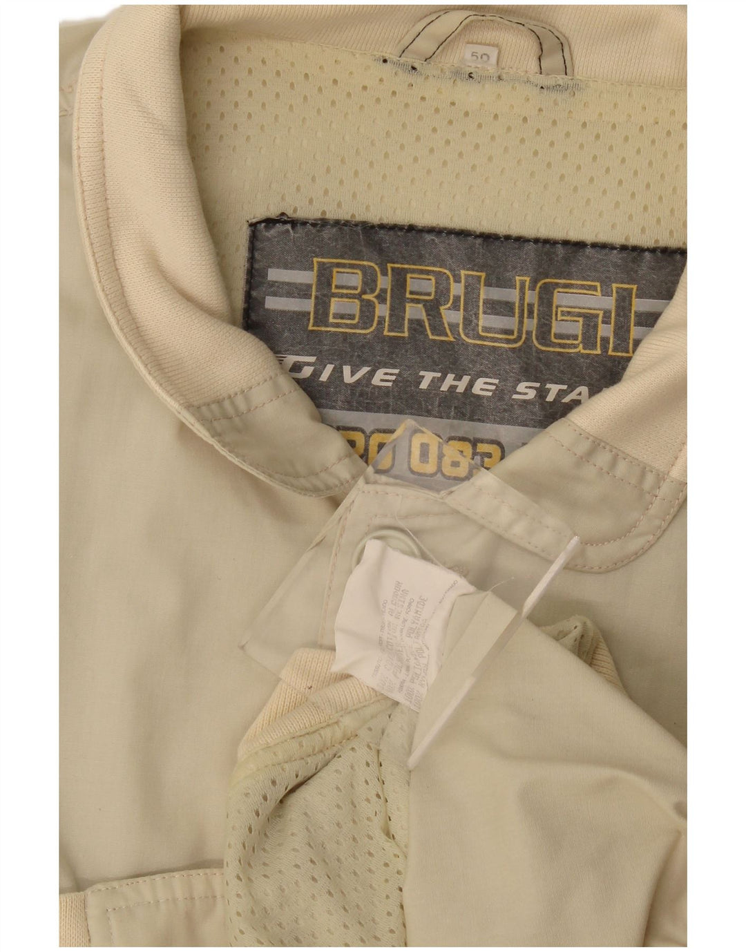 Brugi Mens Bomber Jacket IT 50 Large Off White Cotton