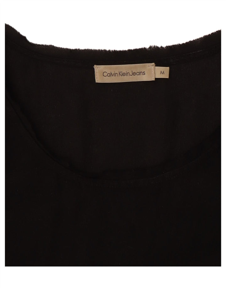 Calvin Klein Jeans Womens Blouse Top UK 14 Medium Black