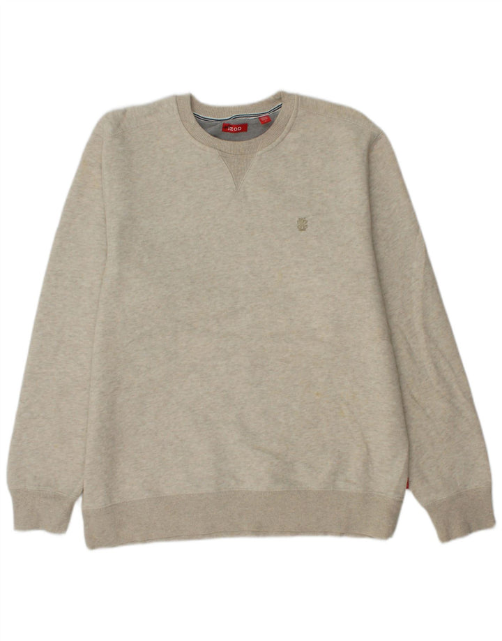 IZOD Mens Sweatshirt Jumper Medium Beige Cotton