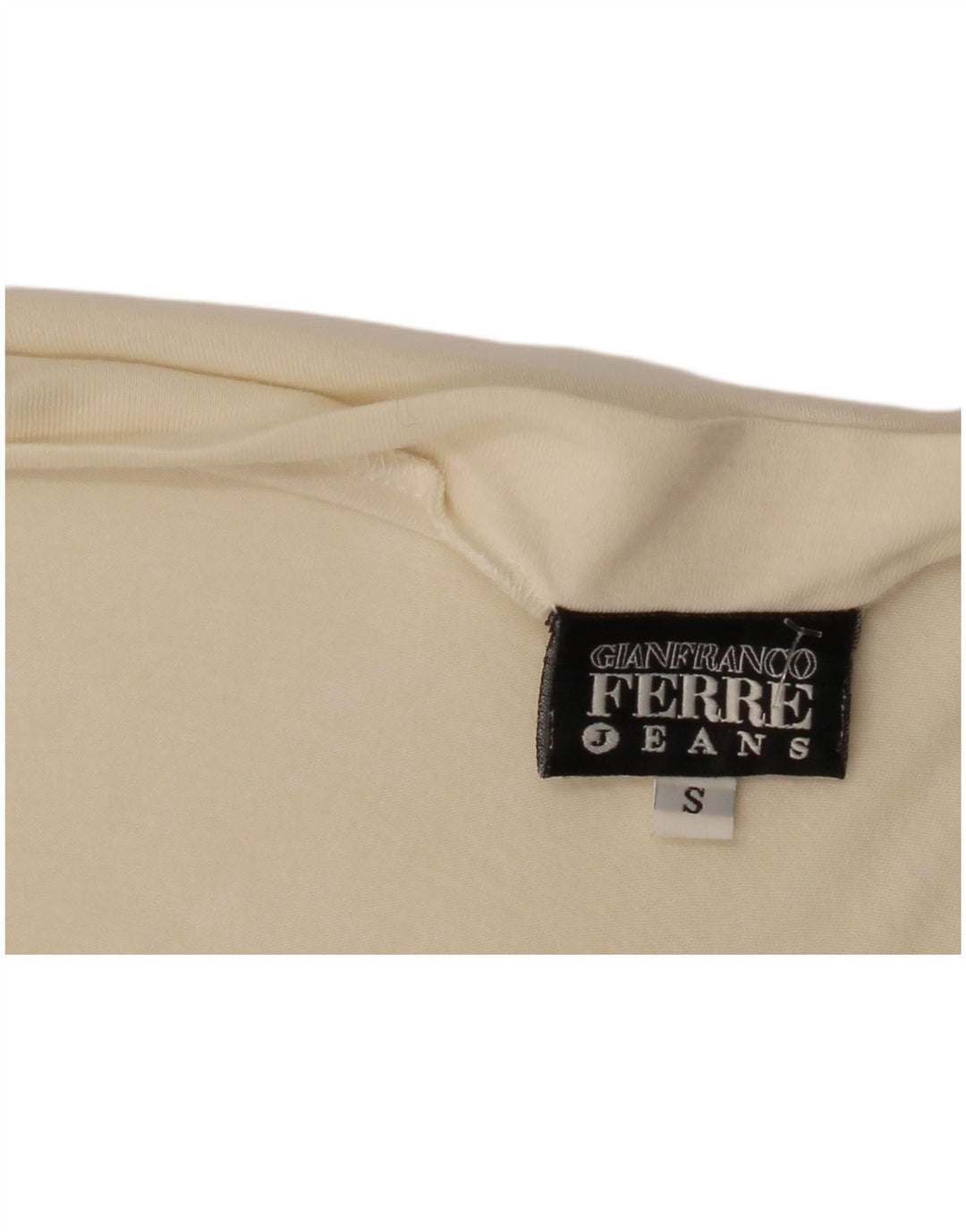 Gianfranco Ferre Womens Graphic Top Long Sleeve UK 10 Small Off White