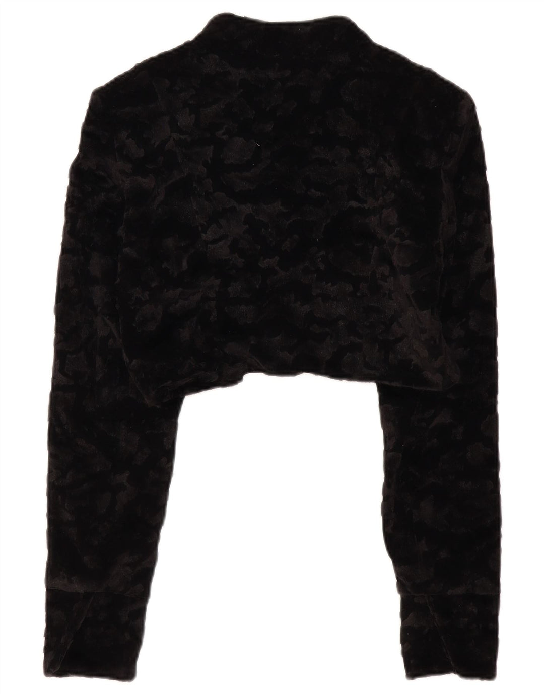 VINTAGE Womens Faux Fur Bolero Jacket UK 14 Large Black Polyester