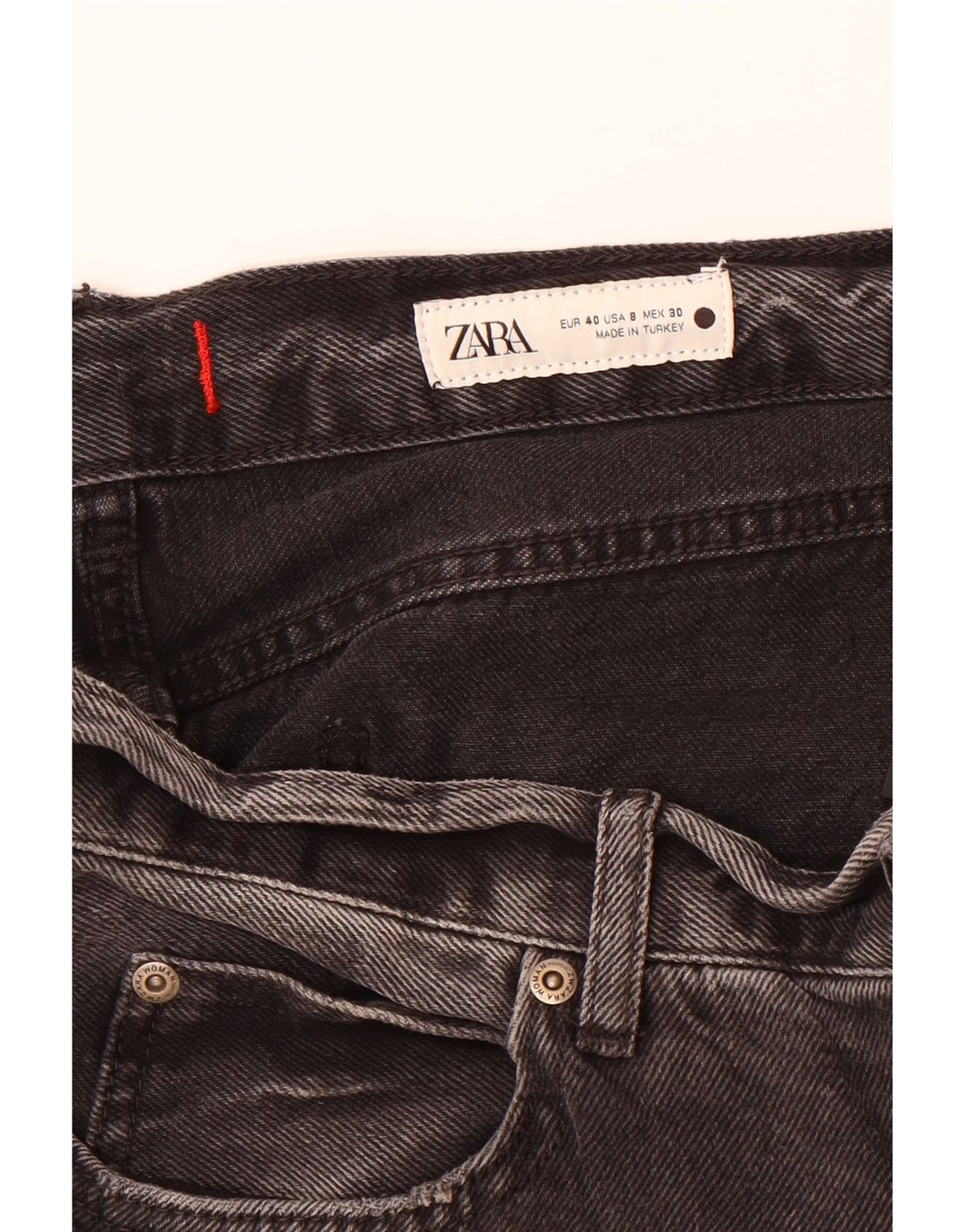 ZARA Womens Distressed Straight Jeans EU 40 Medium W30 L29 Grey Cotton