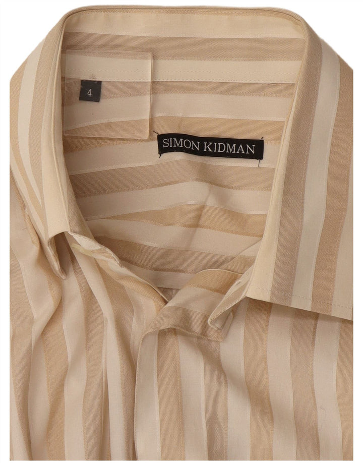 Vintage Mens Shirt Large Beige Striped