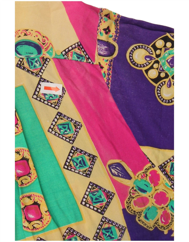 Vintage Womens Short Sleeve Shirt Blouse UK 20 2XL Multicoloured Patchwork