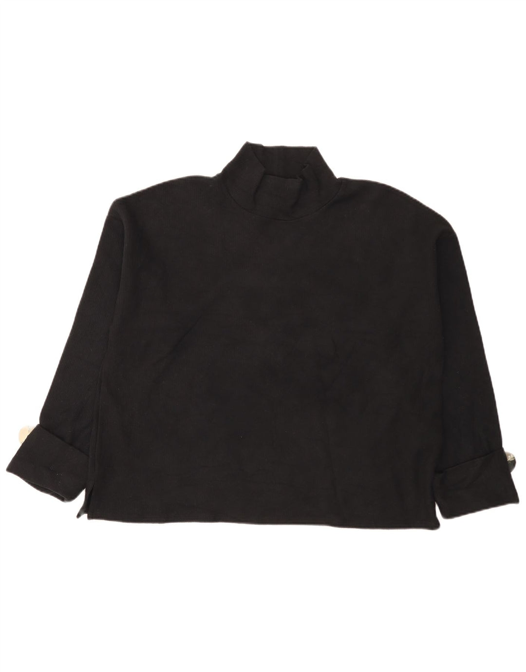 Zara Womens Oversized Top Long Sleeve UK 14 Medium Black Cotton