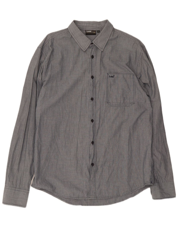 Lee Mens Shirt XL Grey Pinstripe Cotton