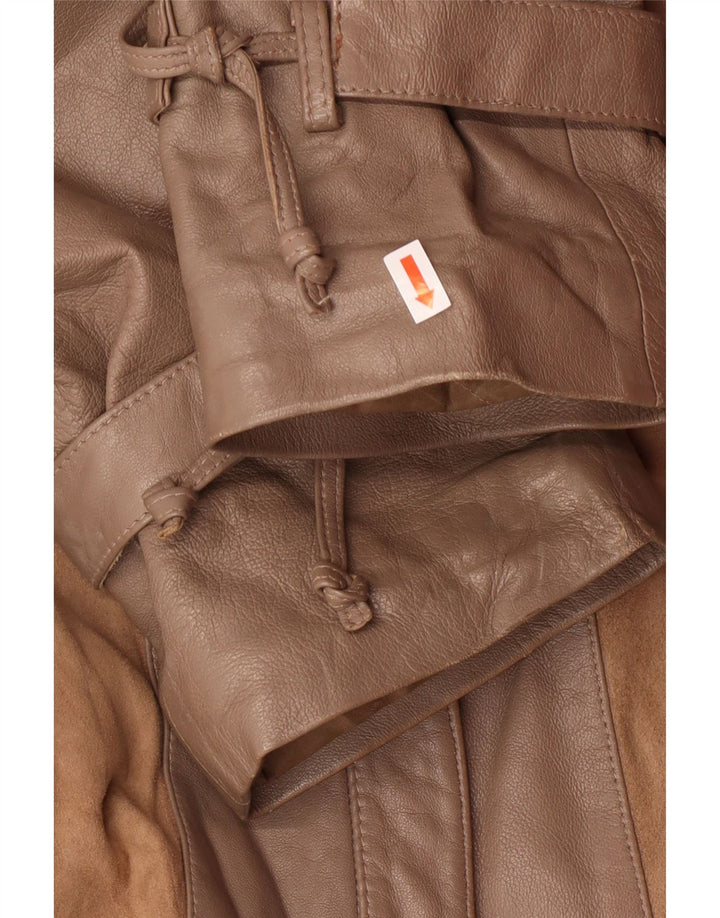 Norma Womens Loose Fit Leather Coat UK 14 Medium Brown Striped Classic