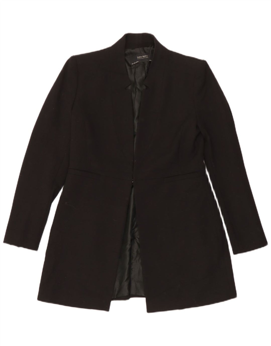 Zara Womens Longline Blazer Jacket UK 16 Large Black Polyester