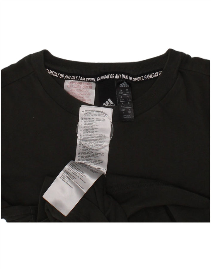 Adidas Boys Graphic T-Shirt Top 5-6 Years Khaki Cotton