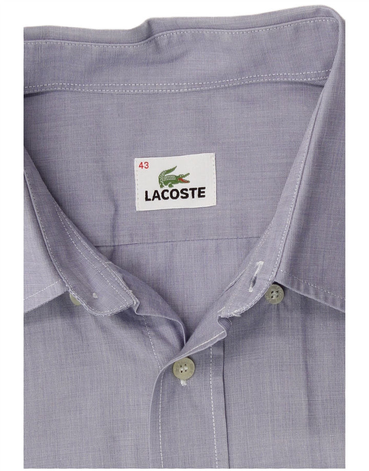 Lacoste Mens Short Sleeve Shirt Size 43 Large Blue Cotton