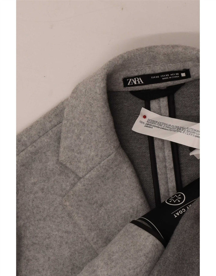 Zara Mens Overcoat UK 34 XS Grey Flecked Polyester