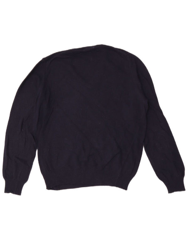Zara Mens V-Neck Jumper Sweater Medium Navy Blue