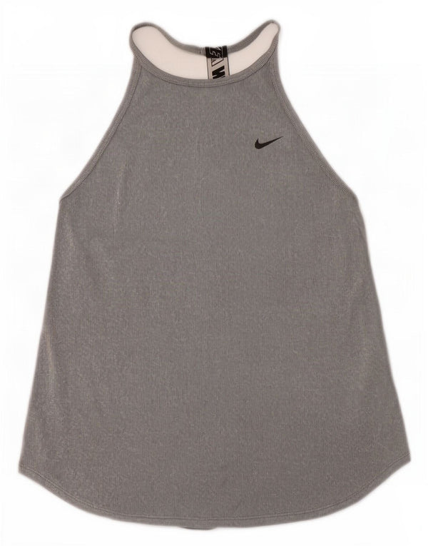 Nike Womens Dri Fit Graphic Vest Top UK 8 Small Grey Colourblock Polyester