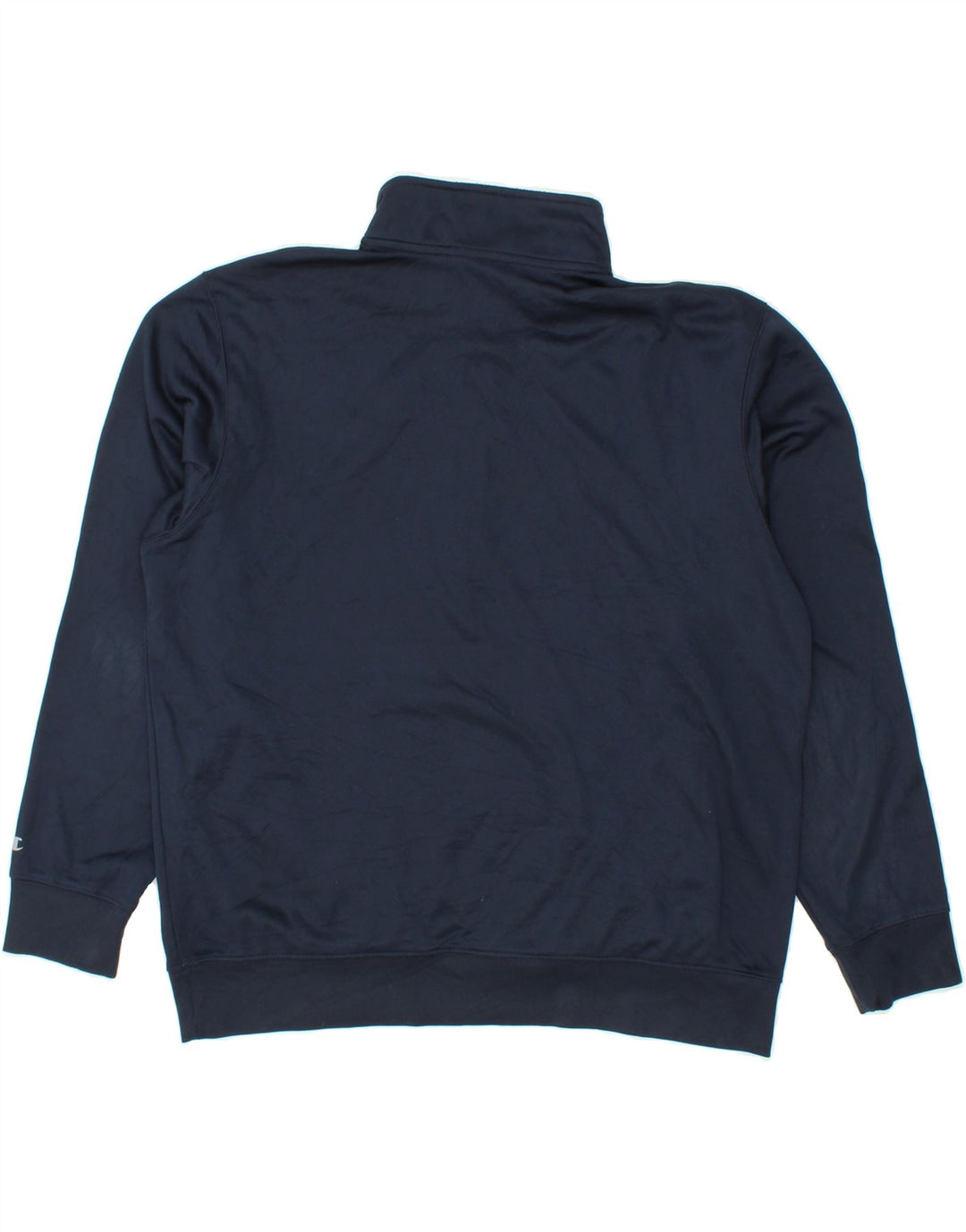 CHAMPION Mens Graphic Zip Neck Sweatshirt Jumper XL Navy Blue Polyester Vintage Champion and Second-Hand Champion from Messina Hembry 