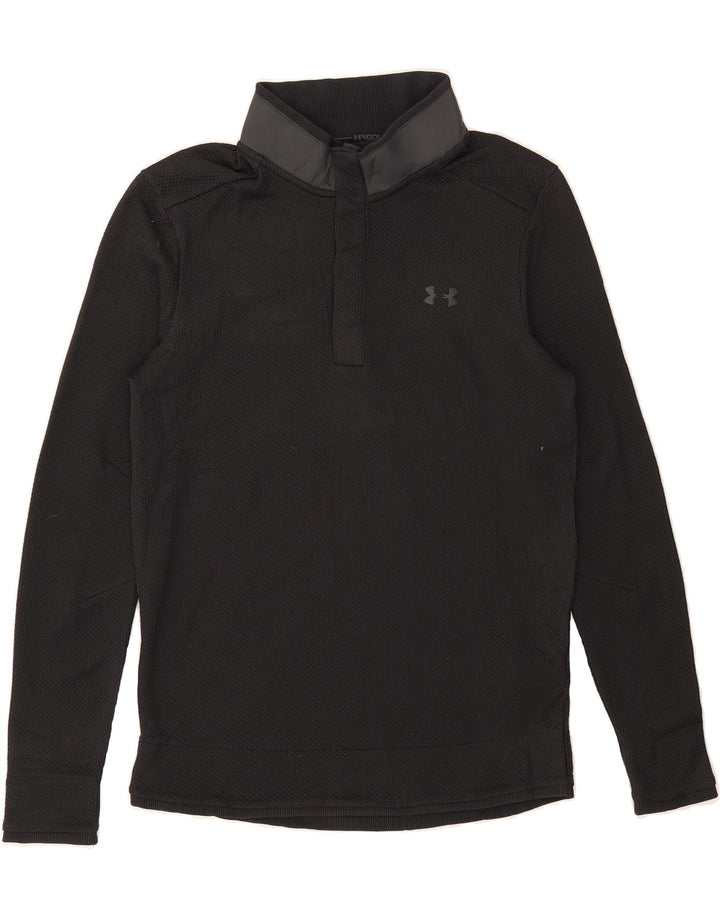 UNDER ARMOUR Mens Cold Gear Button Neck Sweatshirt Jumper Small Black Vintage Under Armour and Second-Hand Under Armour from Messina Hembry 