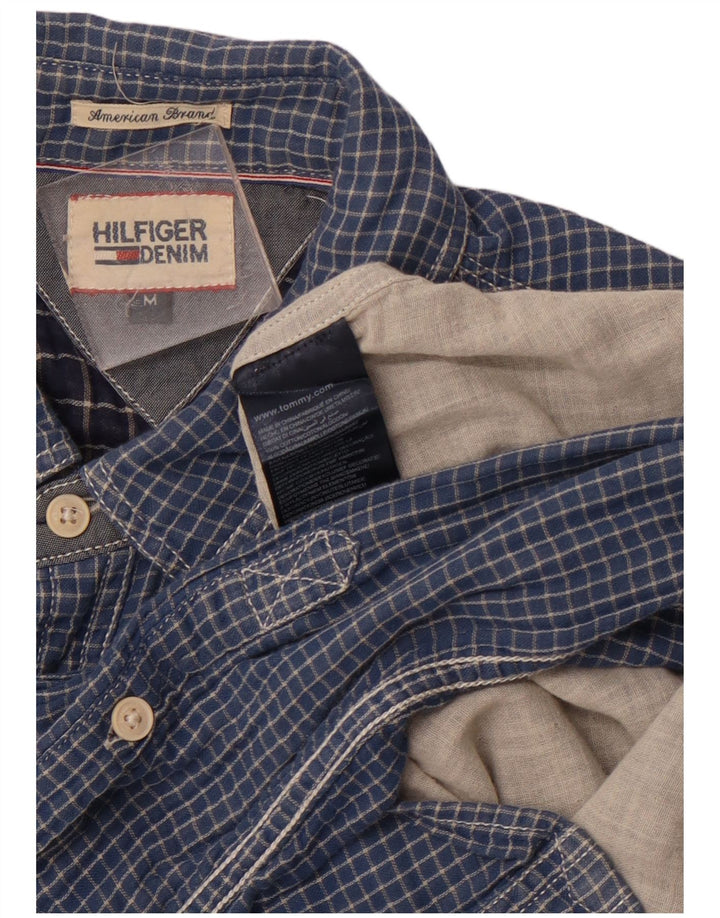 TOMMY HILFIGER Mens Shirt Medium Navy Blue Check Cotton
