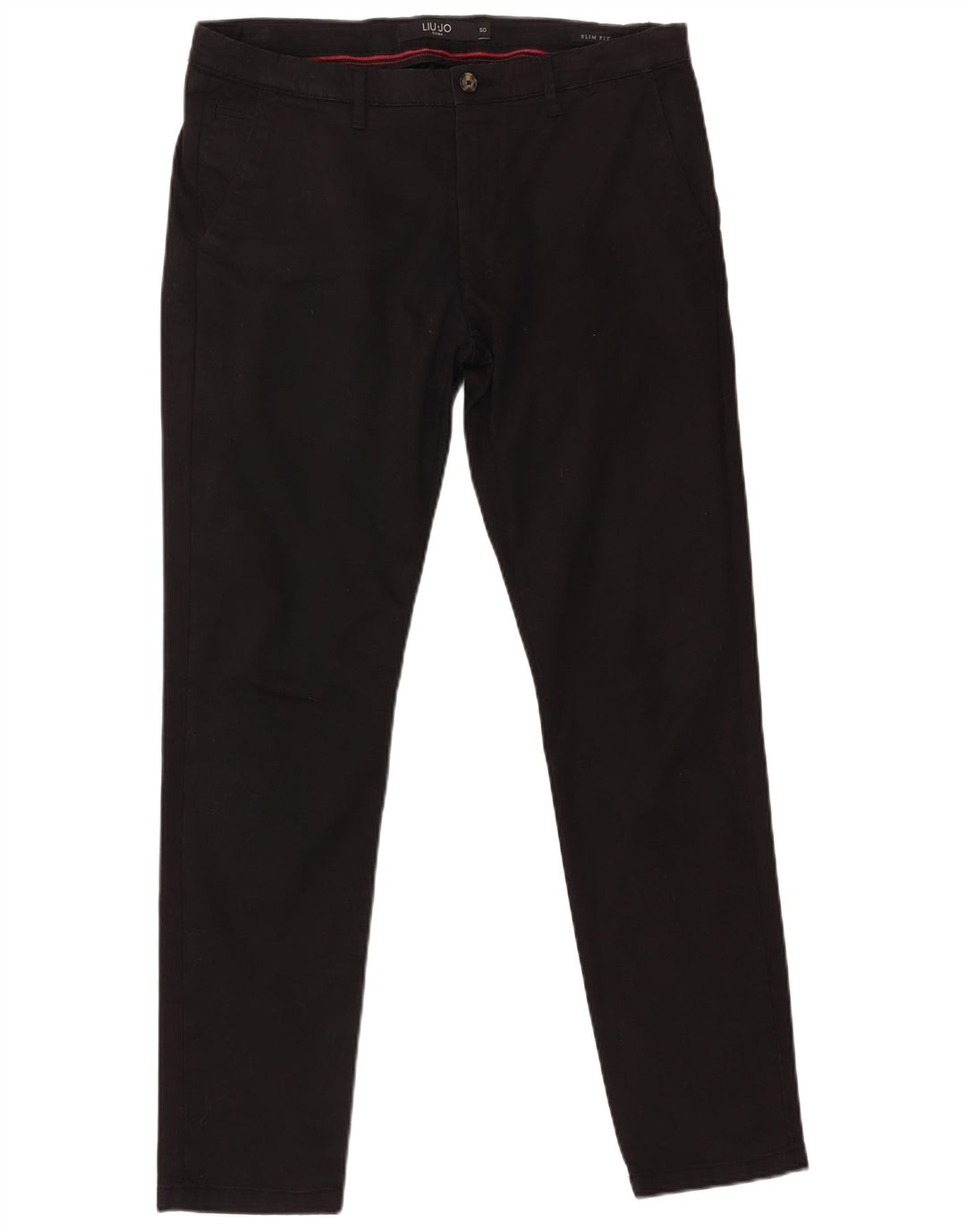 LIU JO Mens Uomo Slim Fit Chino Trousers IT 50 Large W36 L32 Black Cotton