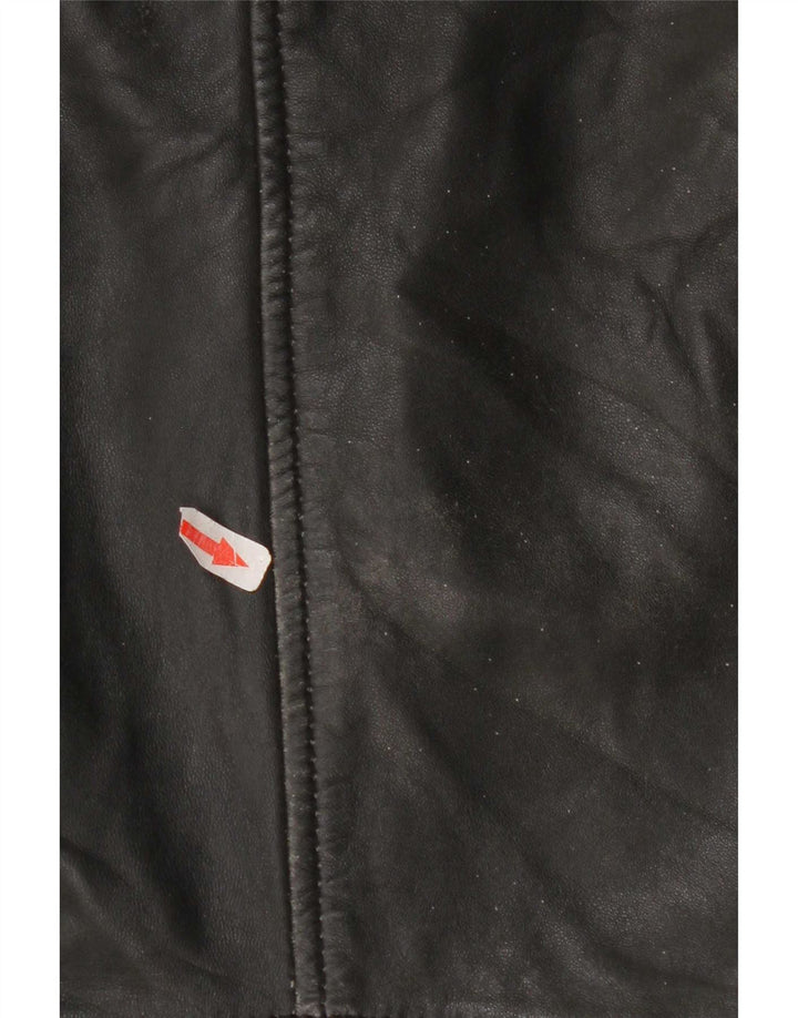 Mango Womens Crop Leather Jacket UK 10 Small Black