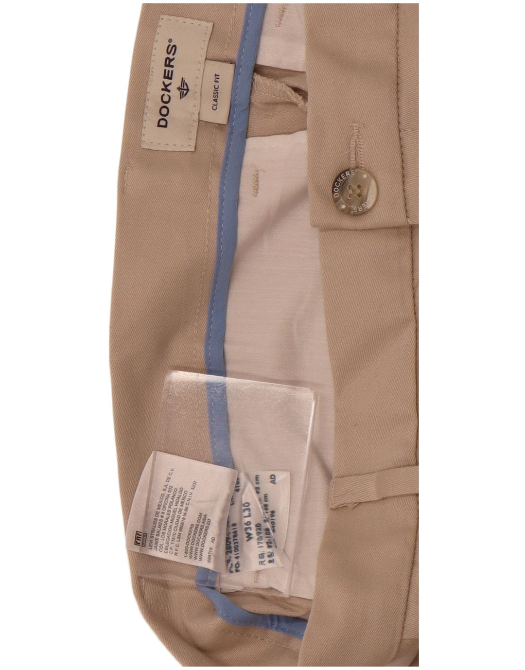 Dockers Mens Pegged Classic Fit Chino Trousers W36 L30 Beige