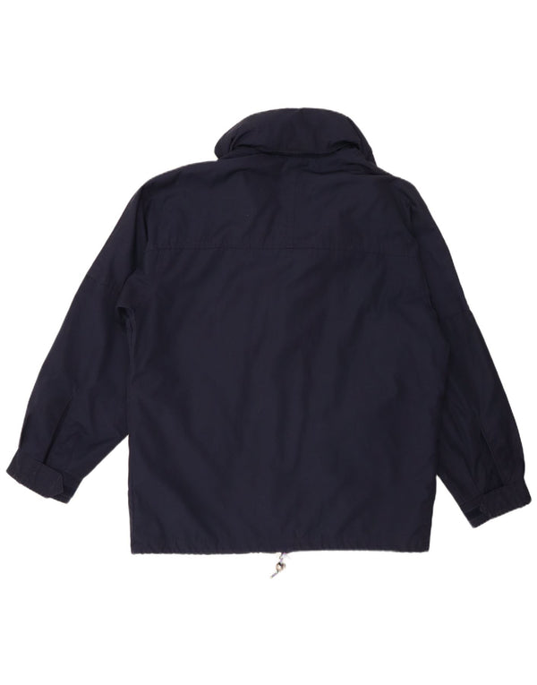 Fila Mens Hooded Windbreaker Jacket IT 48 Medium Navy Blue Polyester Retro