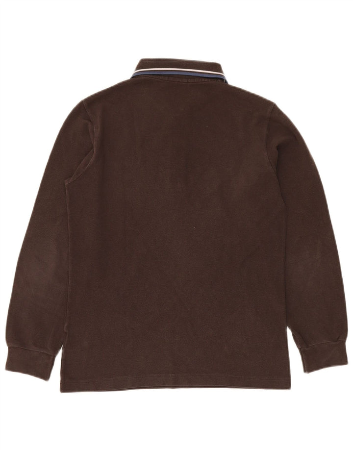 FRED PERRY Boys Long Sleeve Polo Shirt 13-14 Years Brown Cotton