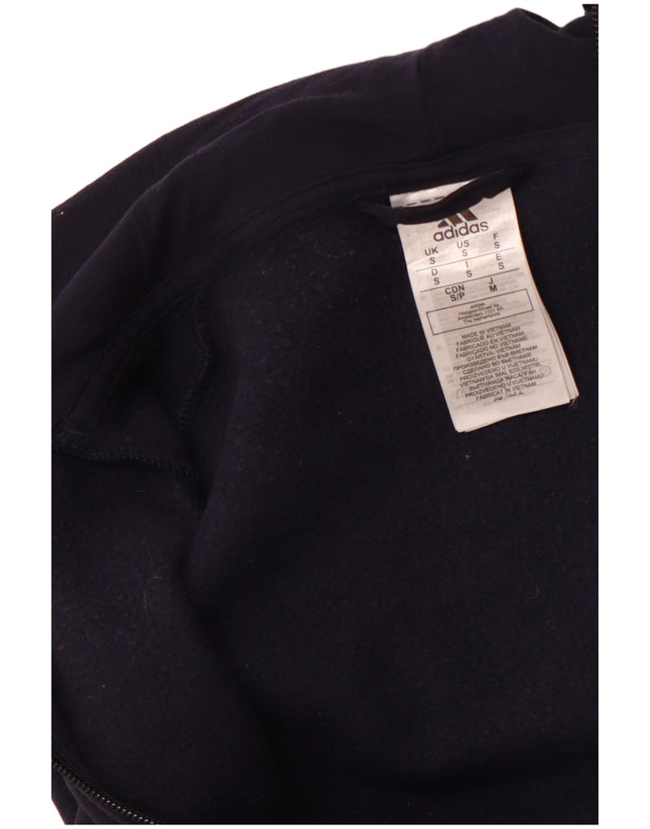 ADIDAS Mens Zip Hoodie Sweater Small Navy Blue Cotton