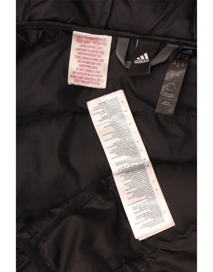 Adidas Boys Hooded Padded Jacket 13-14 Years Black Colourblock Polyester