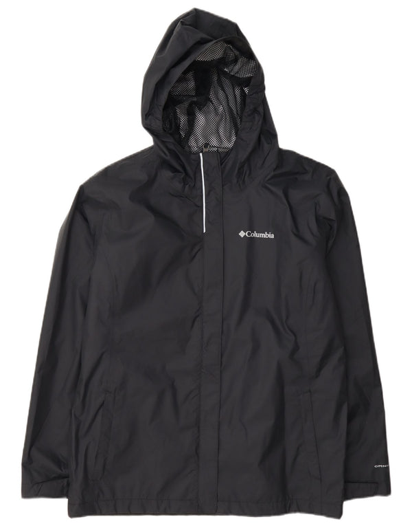 Columbia Girls Omni-Tech Hooded Rain Jacket 15-16 Years XL Navy Blue Nylon
