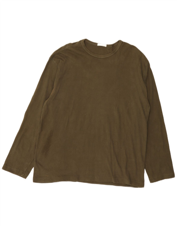 Marks & Spencer Mens Top Long Sleeve 2XL Khaki Cotton