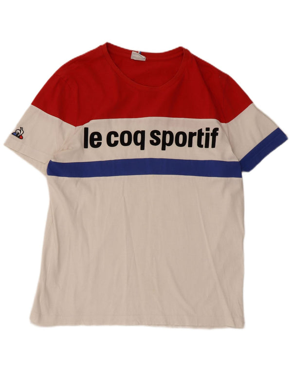 Le Coq Sportif Mens Graphic T-Shirt Top Large White Colourblock