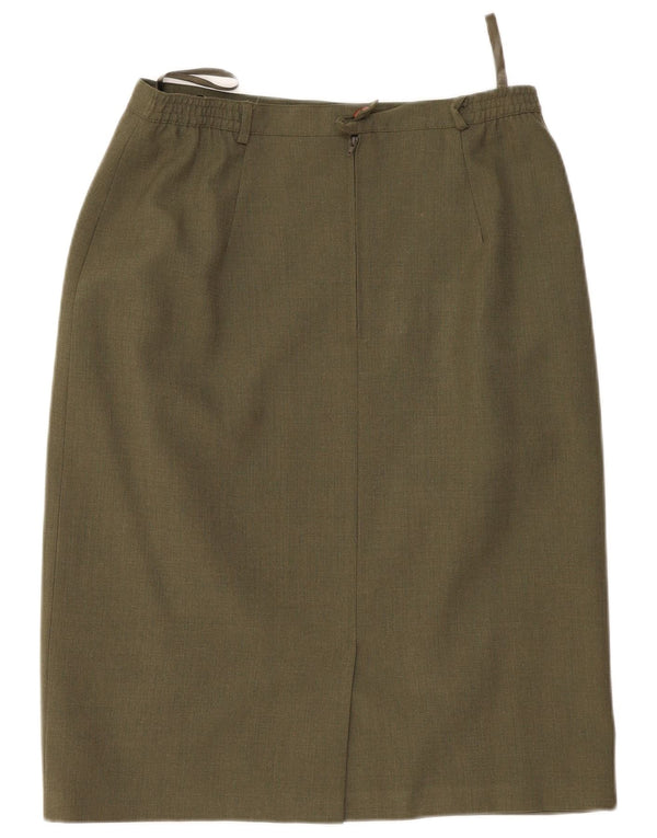 VINTAGE Womens High Waist Pencil Skirt UK 18 XL W32  Khaki Polyester