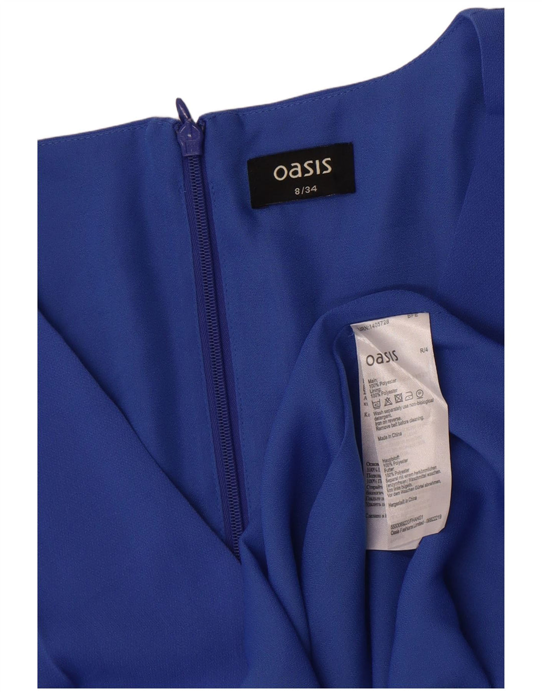 Oasis Womens 3/4 Sleeve Sheath Dress UK 8 Small Blue Polyester